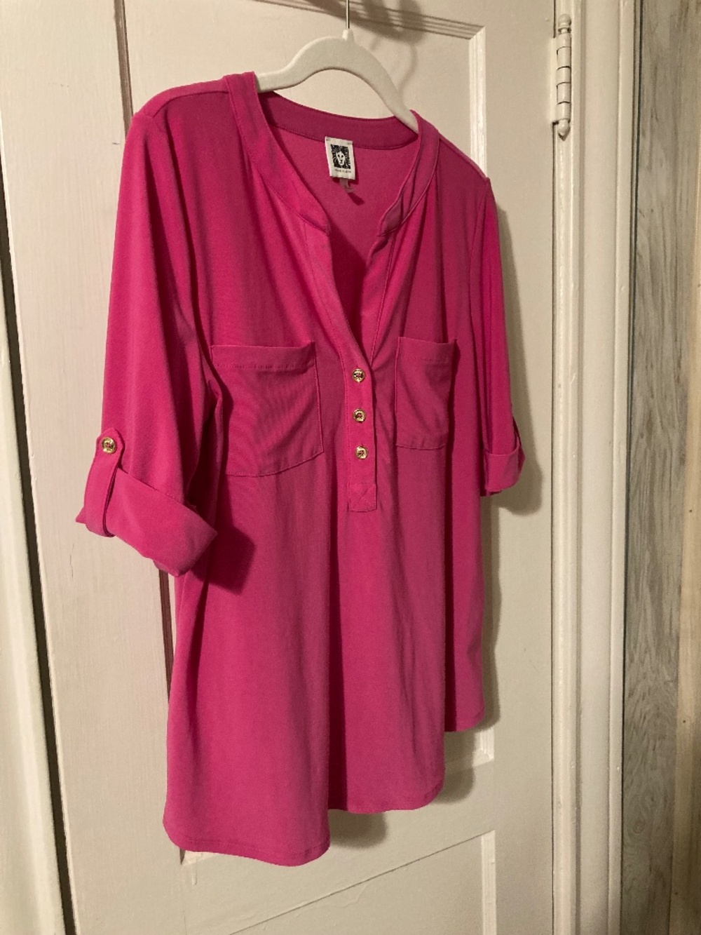 Hot pink business casual shirt